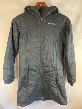 Columbia Omni-Heat Long Insulated Winter Coat Jacket Hooded Womens Small Black